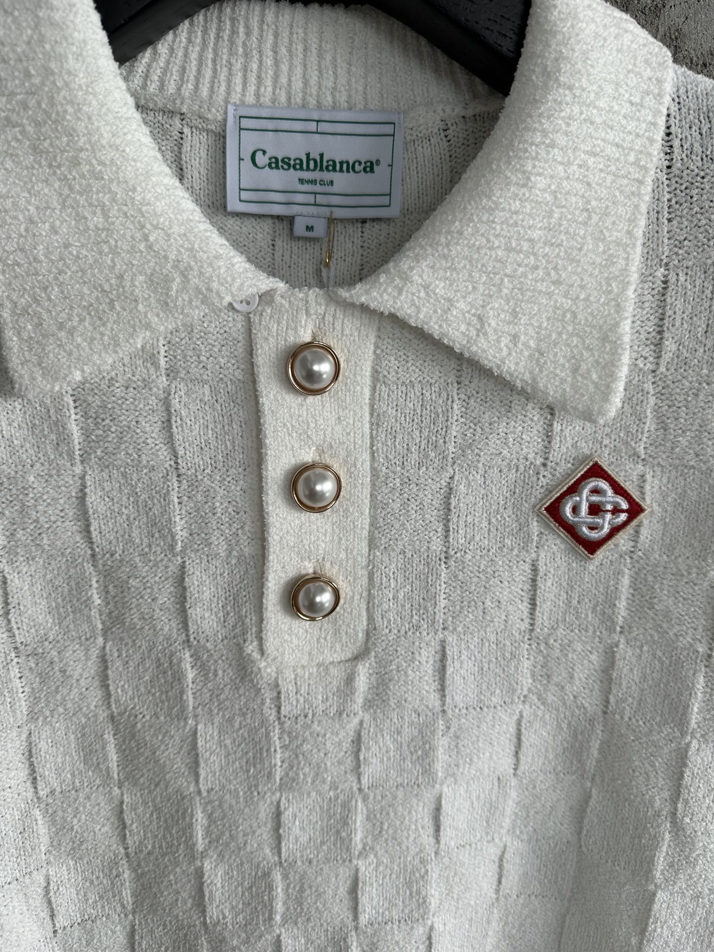 CASABLANCA Summer Men's White Checkered Polo