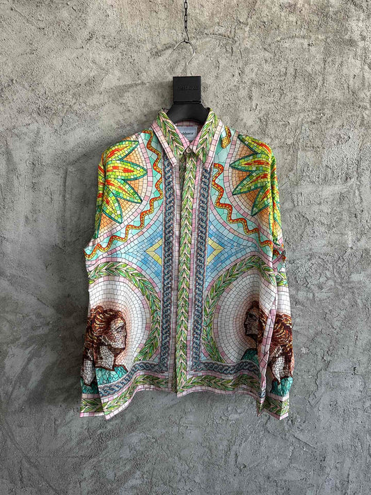 CASABLANCA Men's Mosaic Silk Long Sleeved Shirt