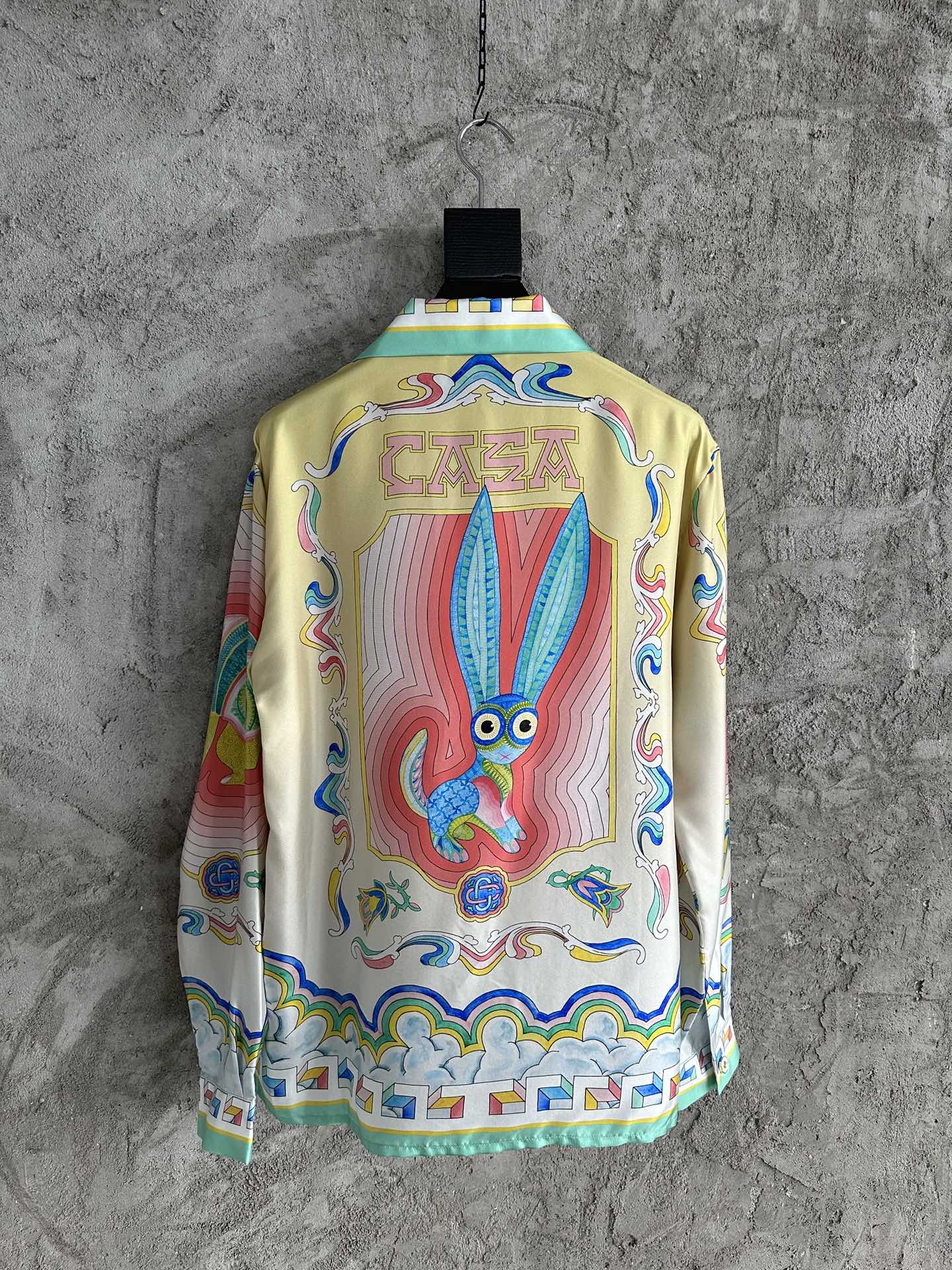 CASABLANCA Men's Rabbit Pattern Silk Long Sleeved Shirt