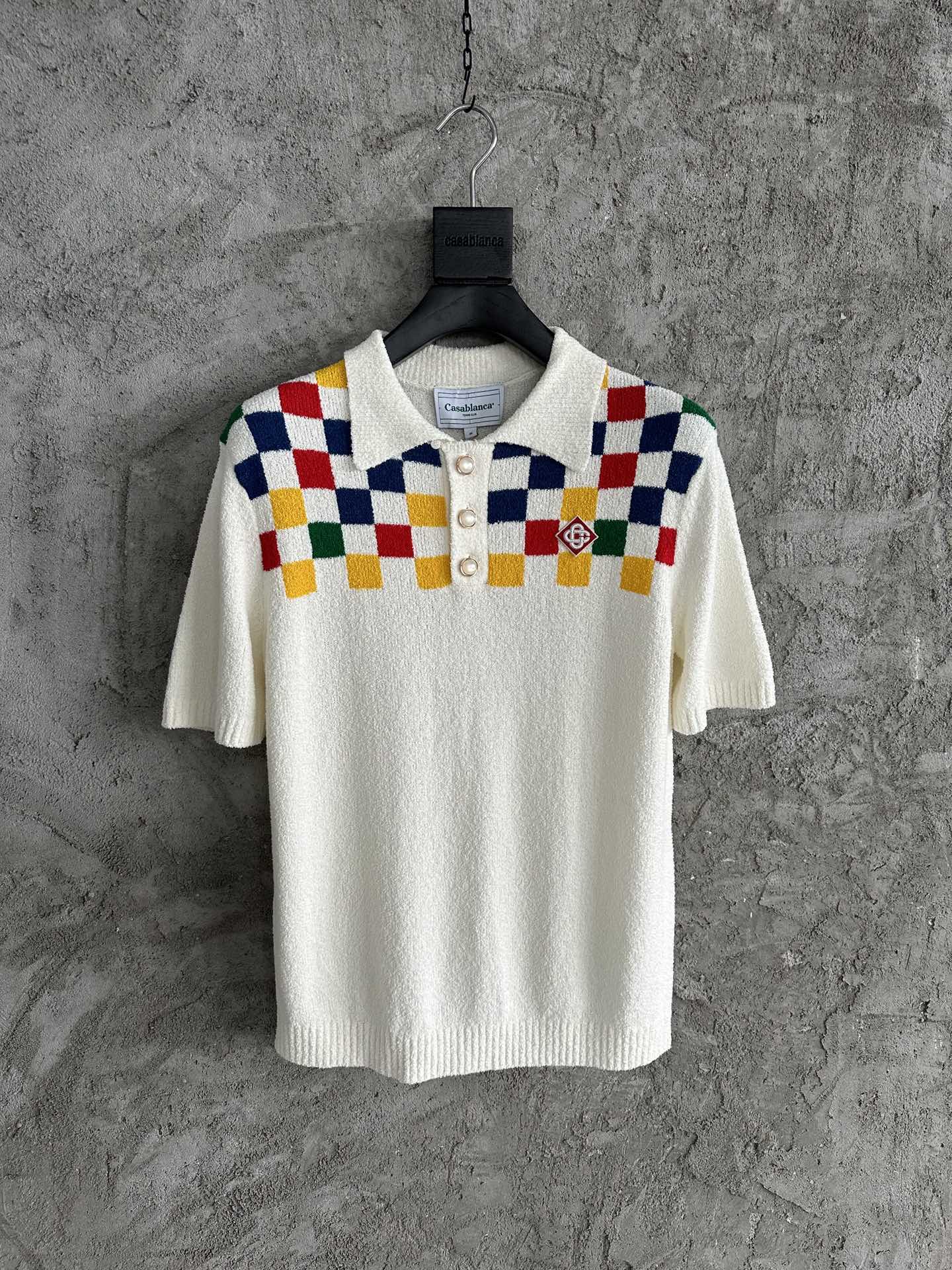 CASABLANCA Summer Men's Colored Checkered Polo