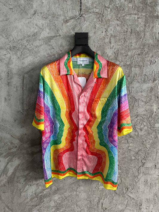 CASABLANCA Men's Rainbow Silk Shirt