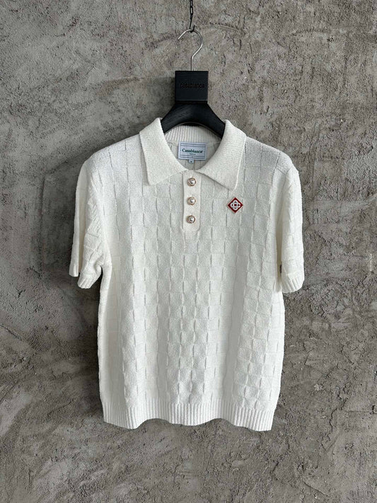 CASABLANCA Summer Men's White Checkered Polo