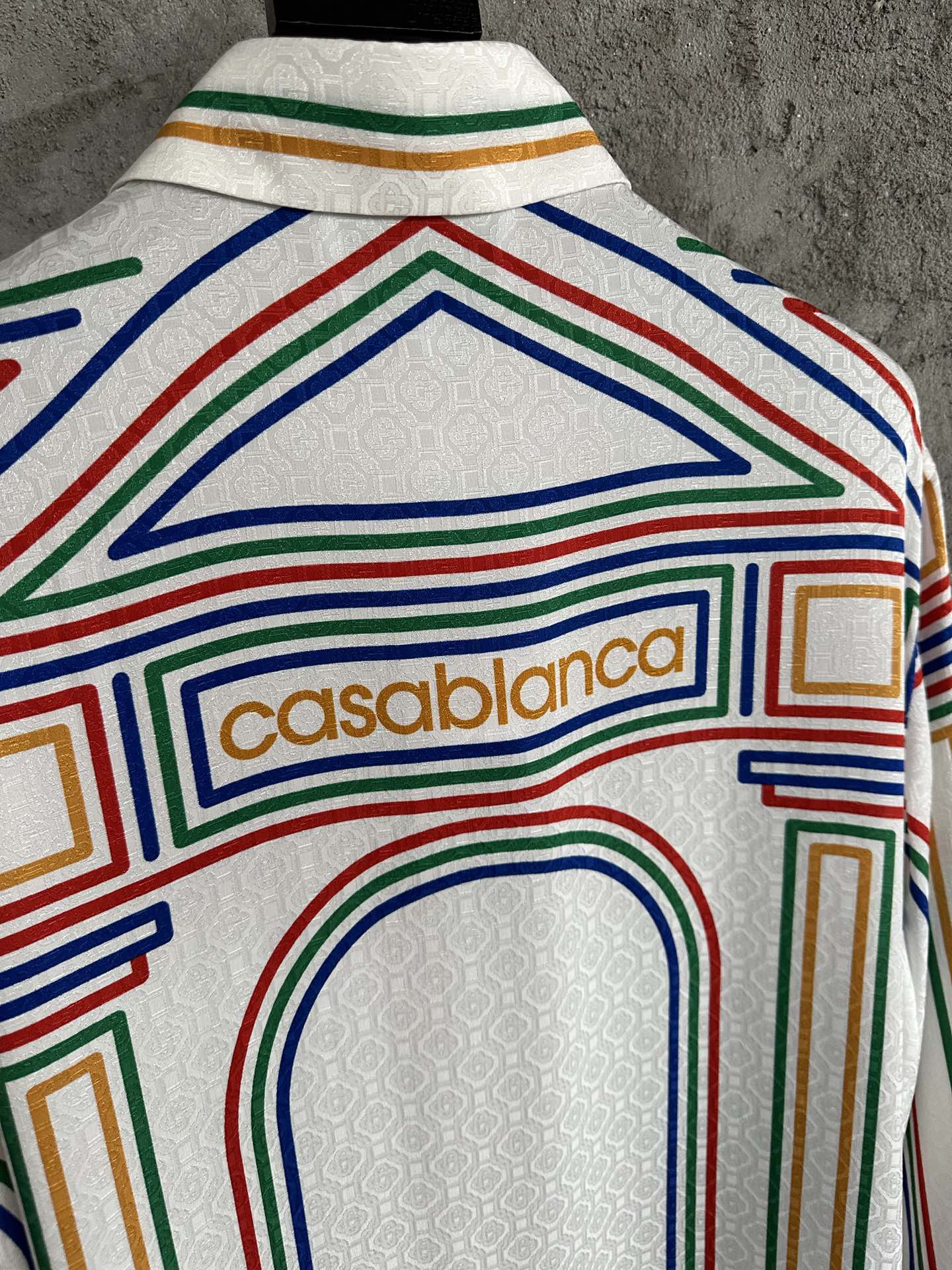 CASABLANCA Summer Men's Colorful Jacquard Striped Silk Long Sleeved Shirt