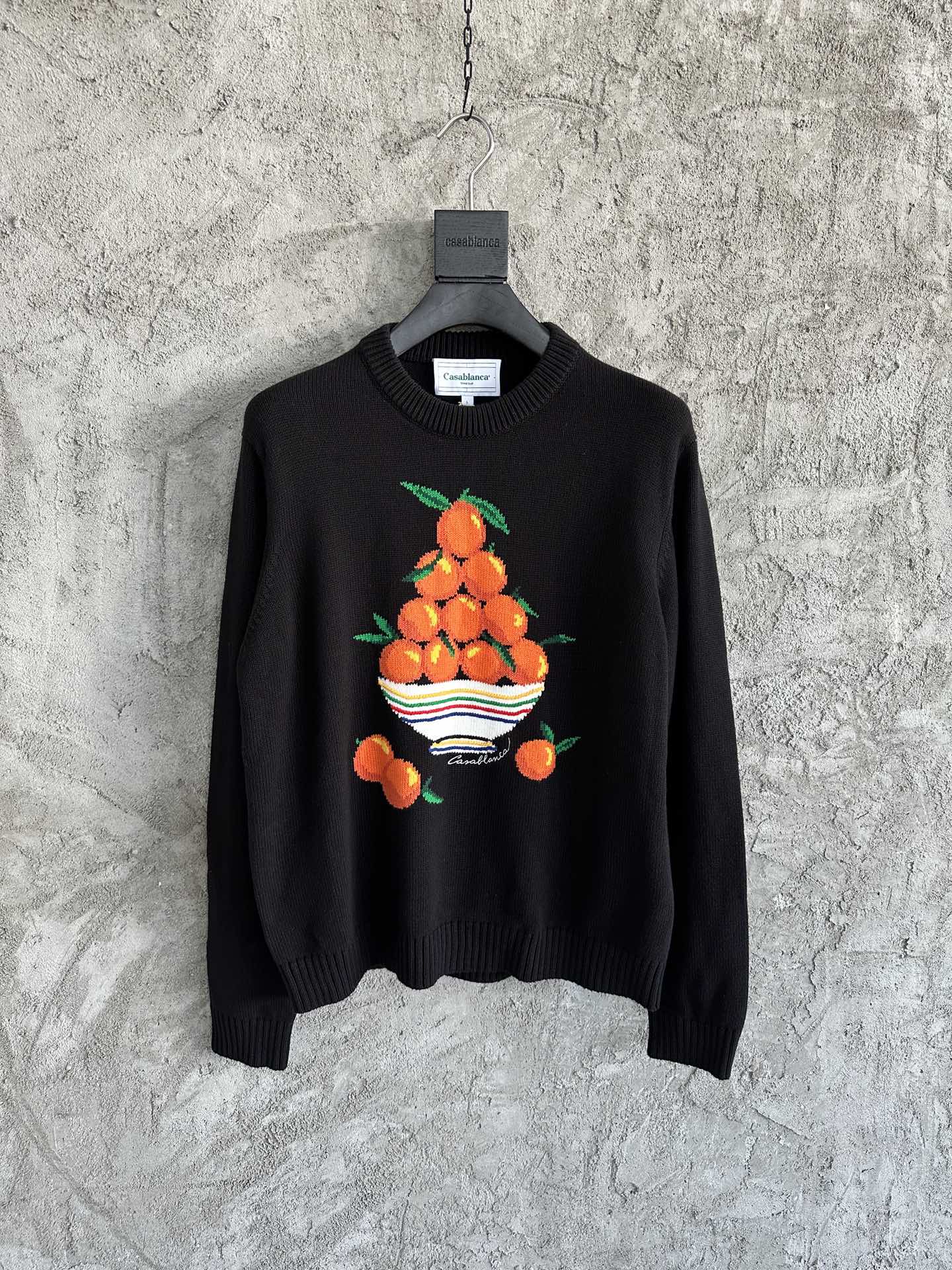 CASABLANCA Fall Winter Men's Orange Round Neck Knitted Sweater