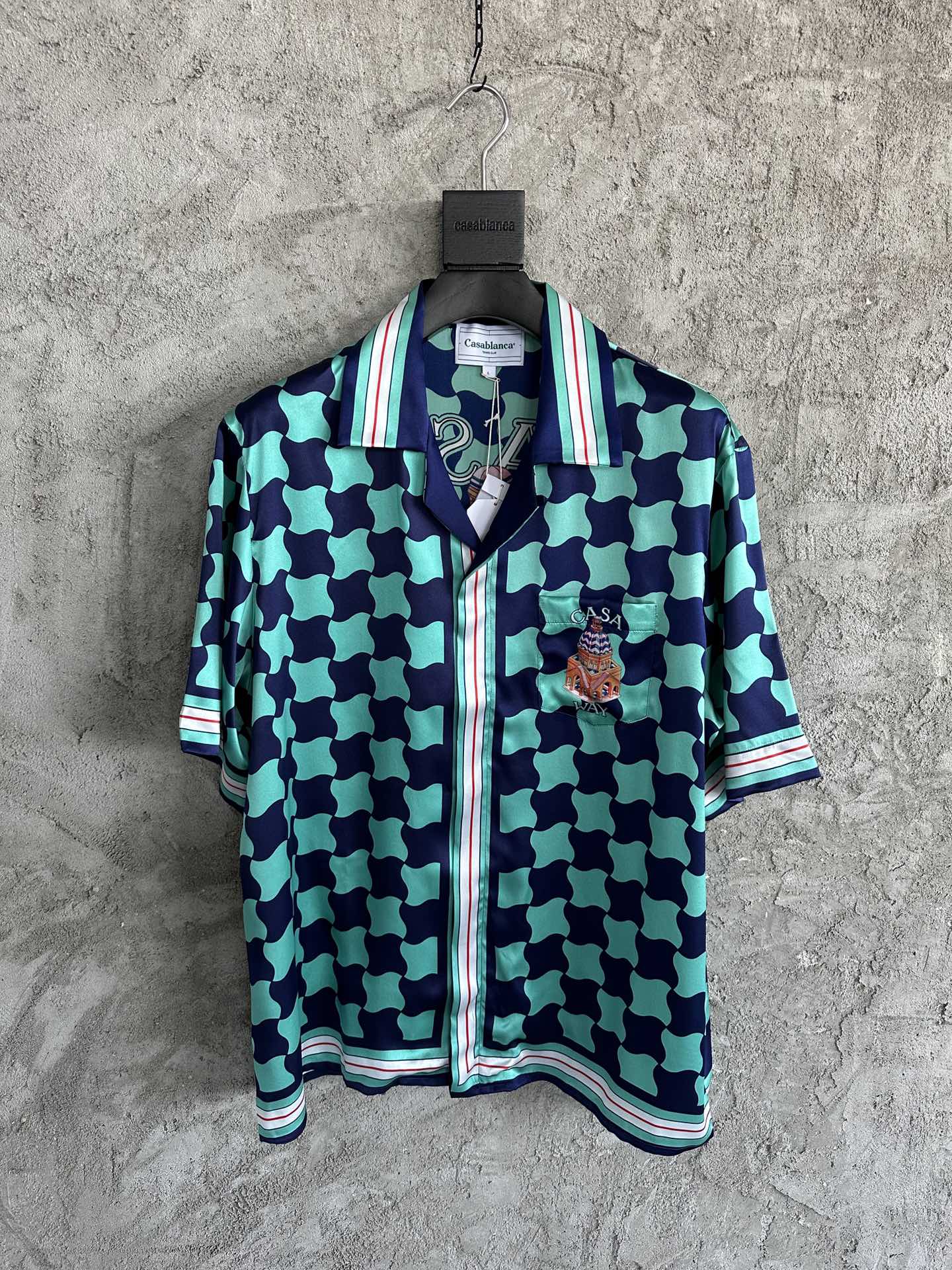 CASABLANCA Men's Geometric Pattern Silk Shirt