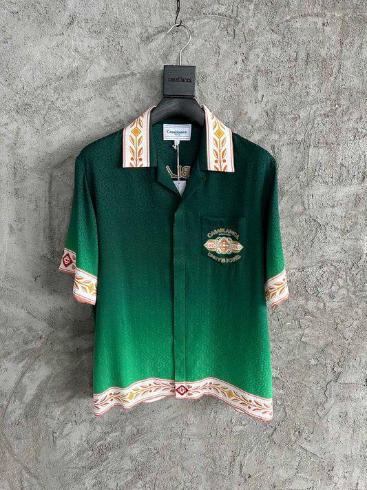 CASABLANCA Green Jacquard Silk Shirt