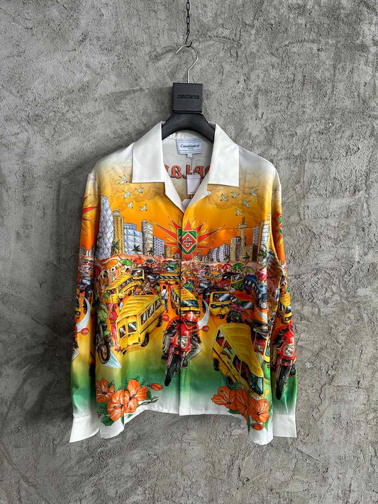 CASABLANCA Motorcycle Printed Silk Long Sleeves