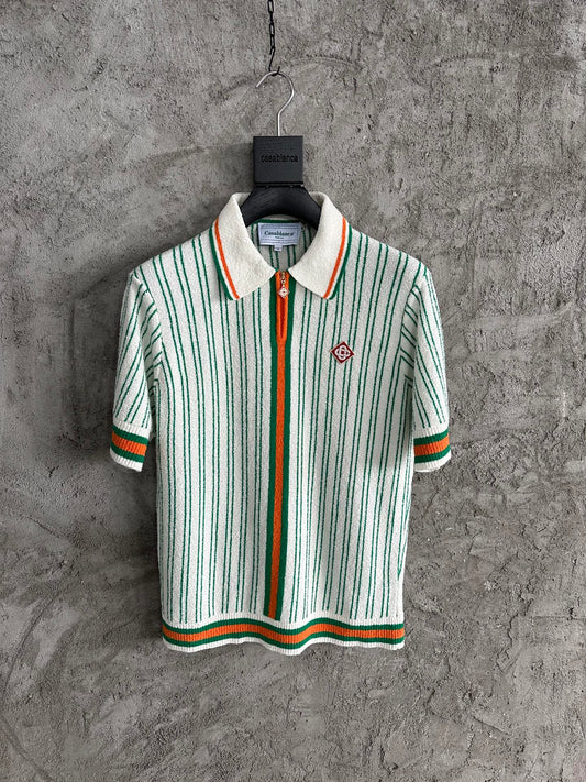 CASABLANCA Green Striped Polo